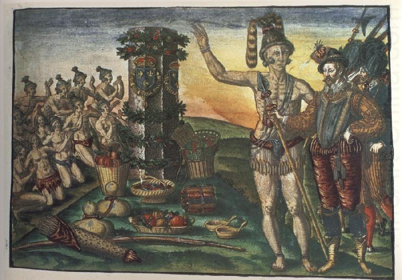Jacques Le Moyne de Morgues Rene de Laudonniere and the Indian Chief Athore Visit Ribaut's Column china oil painting image